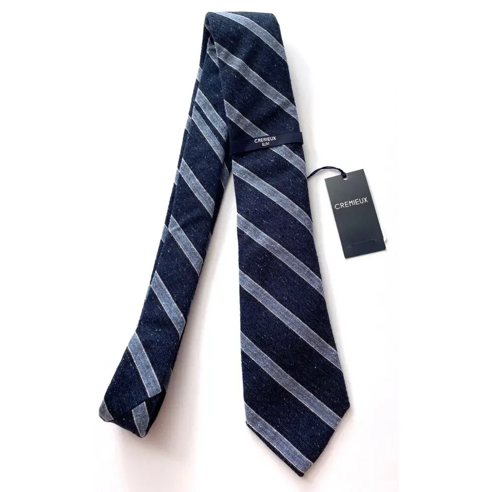 Daniel Cremieux Neck Tie Nwt Silk Wool Made in Italy Slim Skinny Blue Stripe Tie
